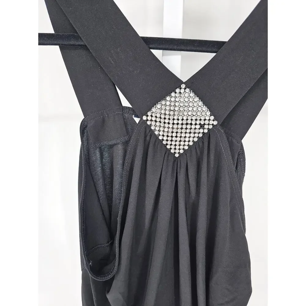 Vtg Y2K M&Co Womens Sz 18 Sleeveless Blouse Black w/ Rhinestone Front Party - Picture 2 of 4